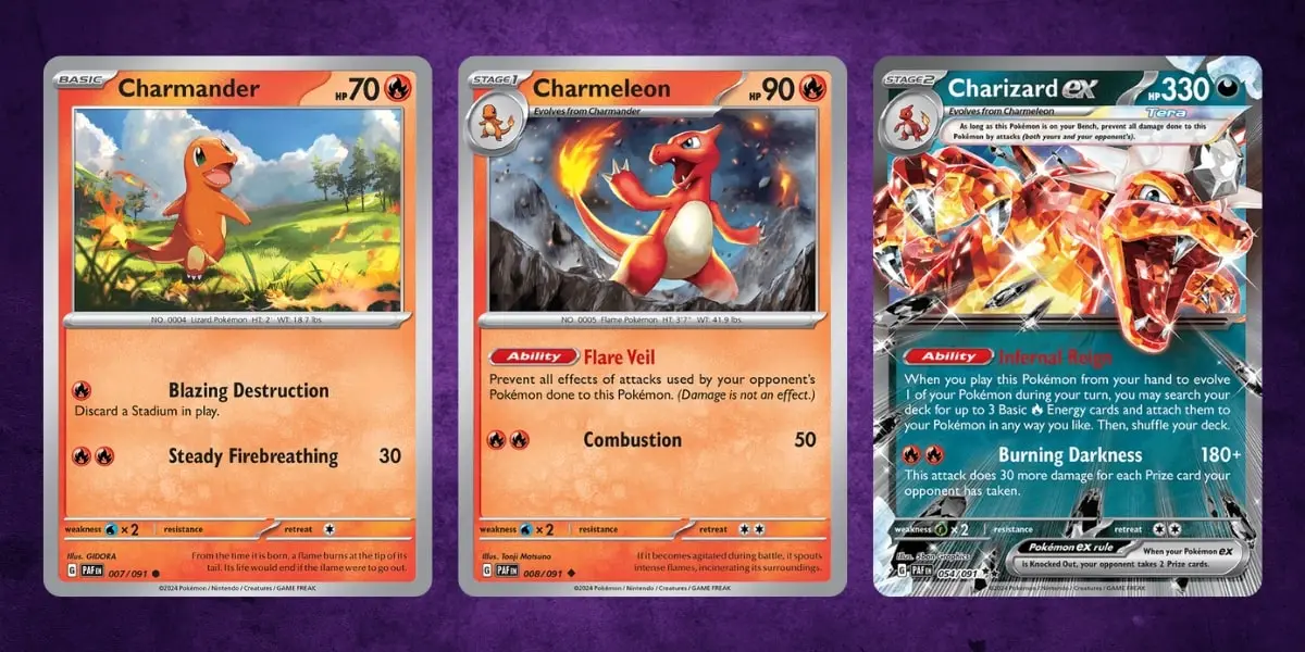 pokemon-card-evolution charizard ex evolution  example in pokemon cards