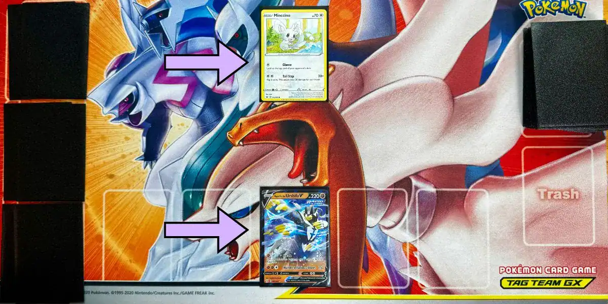 step-6-start-battle the sixth step in playing pokemon cards is flipping  your pokemon face up to start the battle