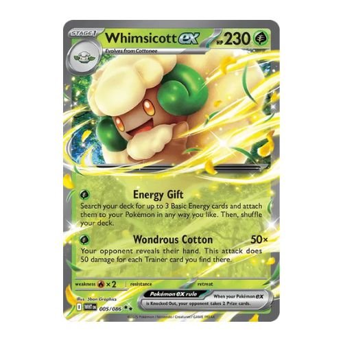 3 basic energy can be attached from your deck to your pokemon using Whimsicott ex's Energy gift acceleration attack