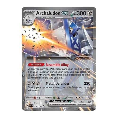 Archaludon ex is one of the metal-type pokemon cards in the current format