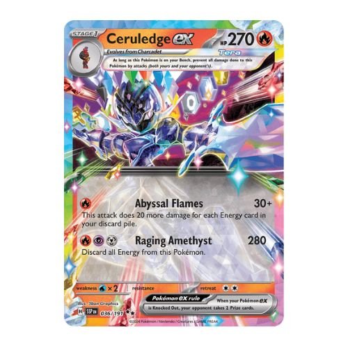 ceruledge ex has a powerful attack that scales damage based on fire energy in discard pile