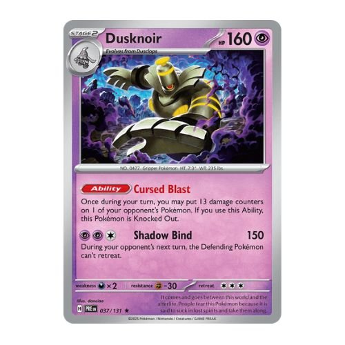 dusknoir is a psychic-type pokemon with one of the strongest damage counter placement effects in the game