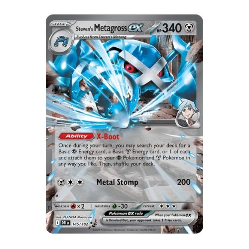 Steven's metagross ex is a bulky metal-type that deals good damage and accelerates energy